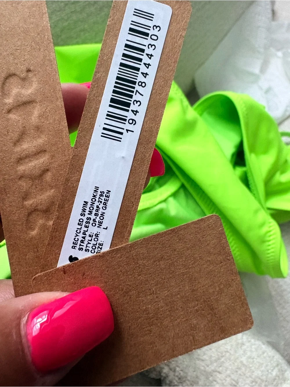 SKIMSS trapless  Recycled Swim  Monokini (Neon Green)Large New With Tags